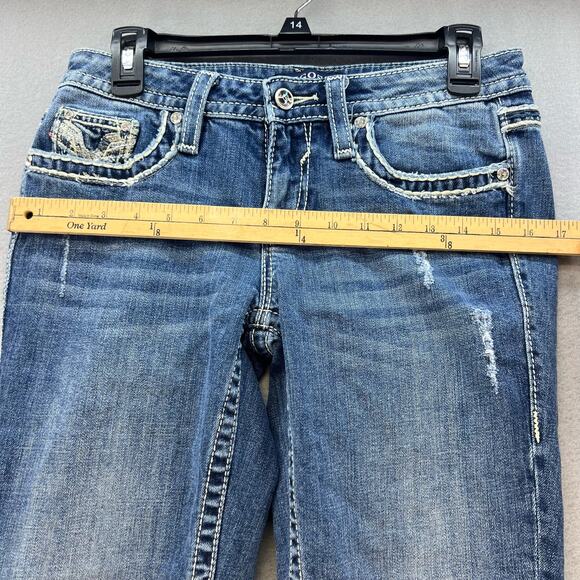 Vigoss Jeans Women's Size 3/4 Chelsea Capri Heritage Fit Raw Hem Bling Flashy - Picture 3 of 16